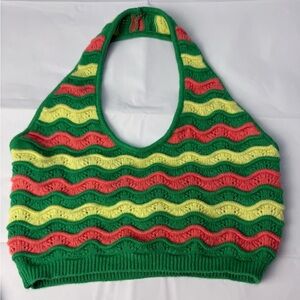 Cotton Candy Green, Yellow, and Red Crop Top